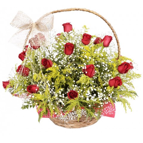 Cesta com 20 Rosas Vermelha 