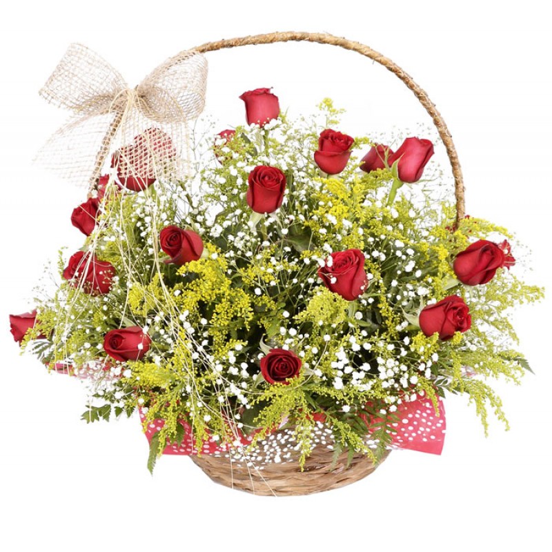 Cesta com 20 Rosas Vermelha 