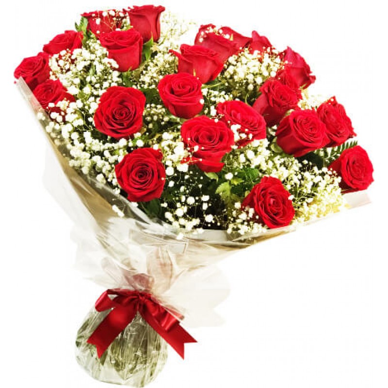 Bouquet Tradicional com 24 Rosas Vermellhas 