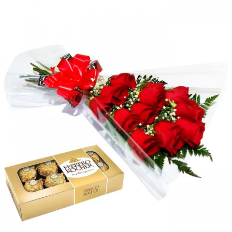 Bouquet Love  + Ferrero Rocher ROSA VERMELHA