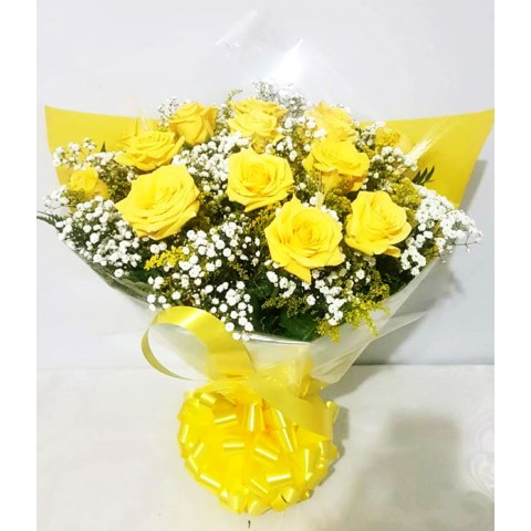Bouquet Tradicional com 12 Rosas Amarelas